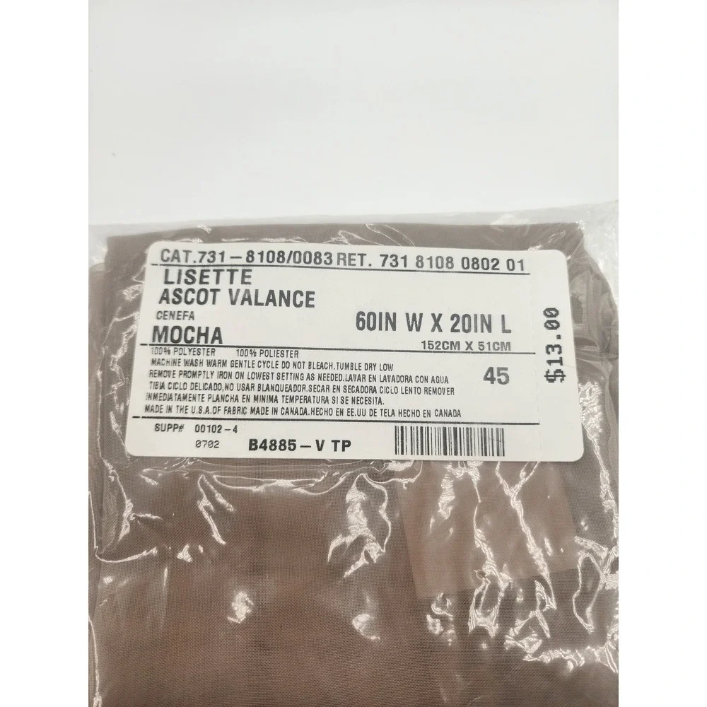 JCPenney Set of 5 Lisette Ascot Valance Mocha Voile Sheer Window Curtain 60x20